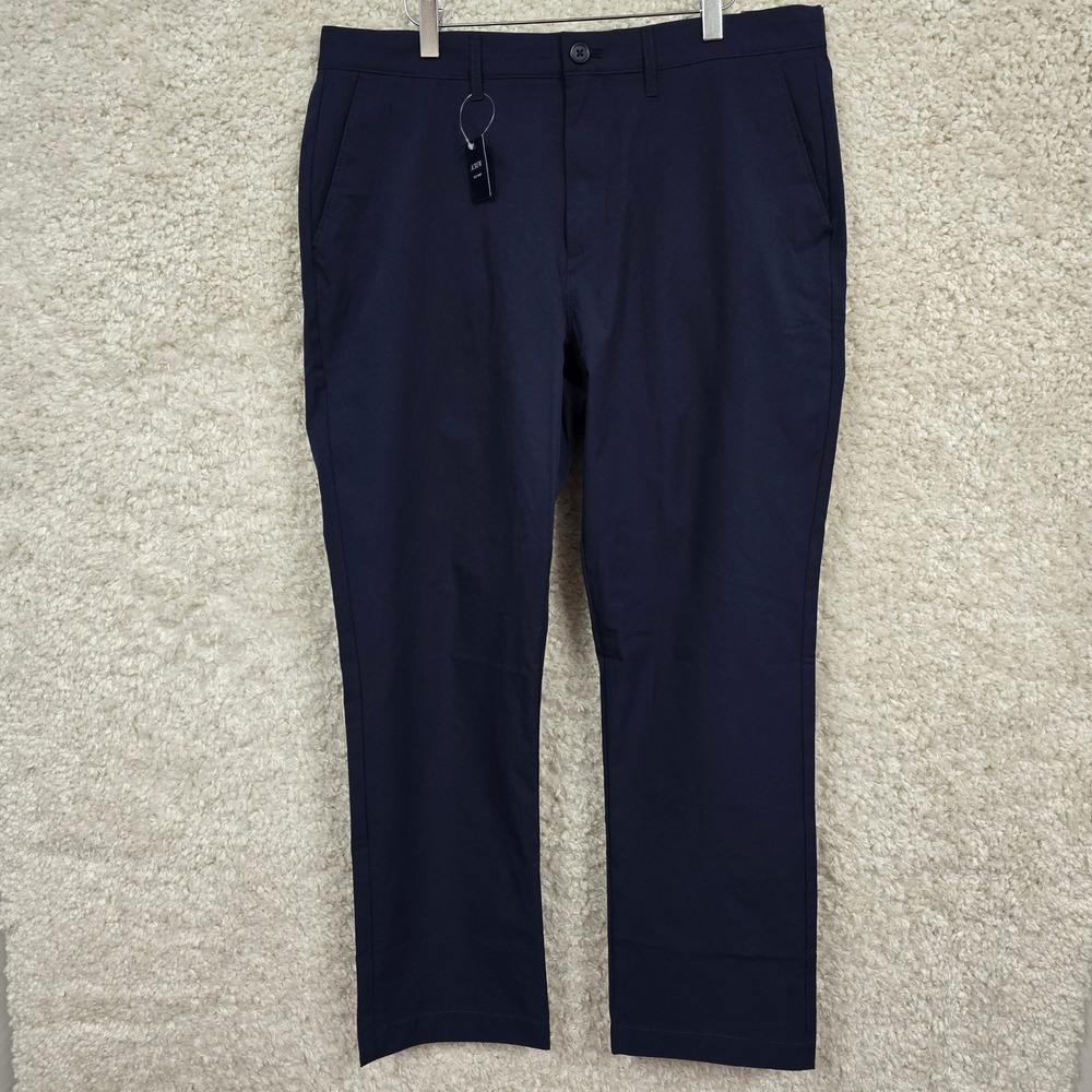 J.Crew Tech Chino Mens 34x30 Navy Blue Straight Fit Breathable UPF 50+ Preppy